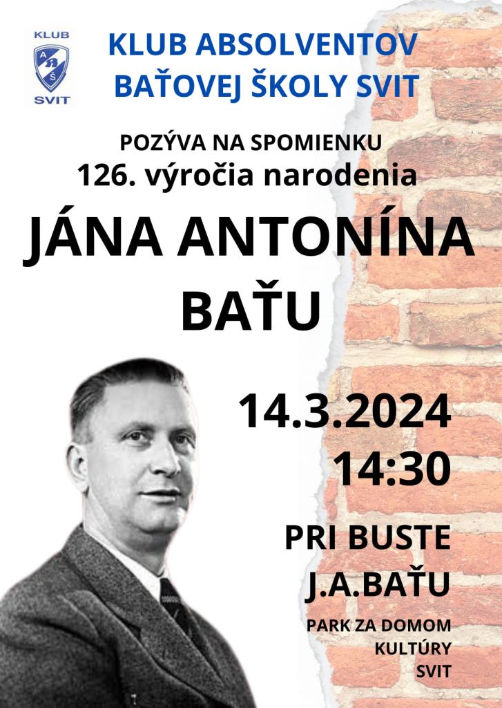 plagát, klub absolventov baťovej práce, pomník, stretnutie 