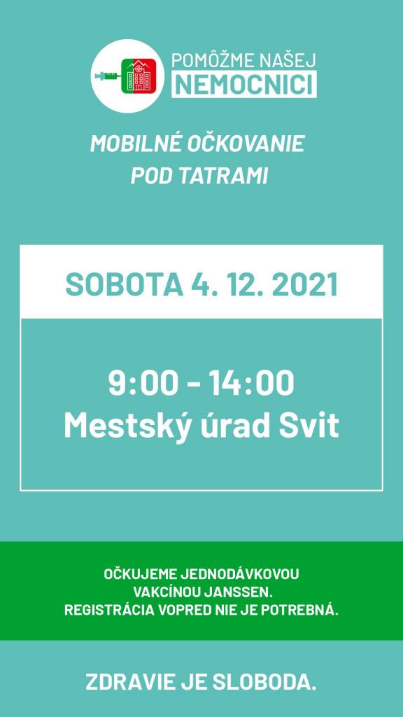 Mobilné očkovanie Svit