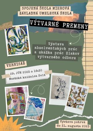 Plagát, výstava absolventských prác ZUŠ mierová Svit