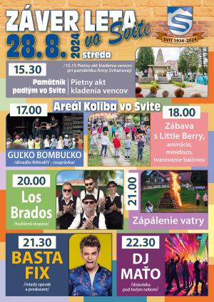 plagát, záver leta, vystúpenie, program pre celú rodinu 